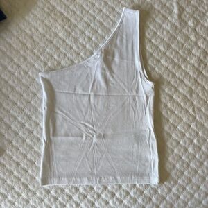 Madewell one shoulder ribbed top in white